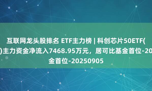 互联网龙头股排名 ETF主力榜 | 科创芯片50ETF(588750)主力资金净流入7468.95万元，居可比基金首位-20250905